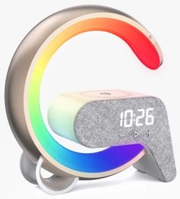 Immax 08986L-LED RGB Stmievateľná lampa s budíkom a Qi nabíjaním 30W/230V zlatá
