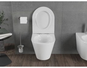 Mexen Rico, závesná WC misa 490x360x370 mm, Rimless Tornádo + WC sedadlo z duroplastu, biela lesklá, 30720500T