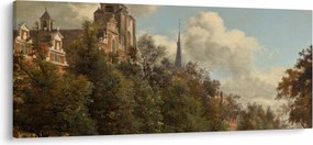Obraz - Jan van der Heyden, View Down a Dutch Canal, reprodukcia (120x50 cm)
