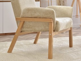Relaxačné kreslo Laopas (béžová + dub). Akcia -20%. Vlastná spoľahlivá doprava až k Vám domov. 1135856