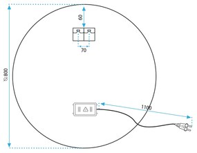Kulaté dotykové zrcadlo s LED osvětlením Simple 70 cm