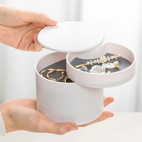 VERK GROUP 4 - poschodový okrúhly organizér na šperky, šperkovnica, biela