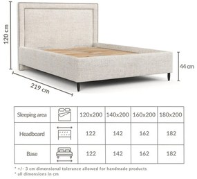 Svetlosivá čalúnená dvojlôžková posteľ s úložným priestorom s roštom 180x200 cm Baleine – Maison de Rêve