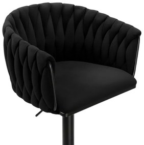 Barová stolička COFTON zamatová, čierna