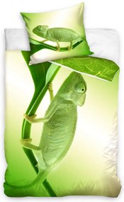 Detské bavlnené posteľné obliečky so zeleným chameleónom Rozmer: 160x200 + 1x 70x80