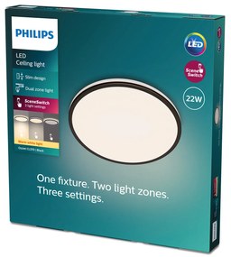 Philips 8719514432000 Ozziet stropné svietidlo LED 22W/2300lm 2700K čierna SceneSwitch