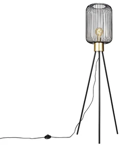 Dizajnová stojaca lampa čierna so zlatom - Mayelle