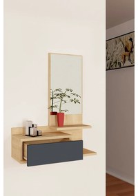 Nástenná polica so zrkadlom Rozella Oak and Anthracite