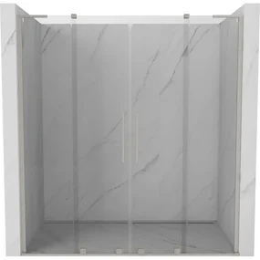 Mexen Velar L Duo, posuvné sprchové dvere do otvoru 180 cm, 8mm číre sklo, brúsená oceľ, 871-180-003-02-97