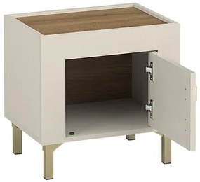 Nočný stolík Nivorta NV11, Farby: biela / biely + dub whisky