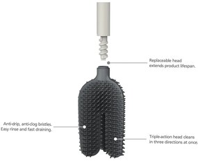 WC kefa z nehrdzavejúcej ocele v striebornej farbe Flex – Joseph Joseph