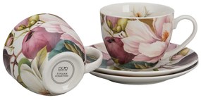 Porcelánová šálka s podšálkou Magnolie 270 ml sada 2ks