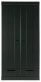 Čierna šatníková skriňa z borovicového dreva 94x195 cm Connect - WOOOD