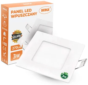 BERGE LED panel štvorcový 83x83x15mm vstavaný - SANAN 2835 - 3W - 230V - 200Lm - neutrálna biela