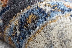 Koberec SOFT 6019 Kvetiny vzor rámu béžová / modrá /  červená