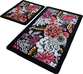 Súprava 2 kusov kúpeľňových predložiek kvetinová viacfarebná