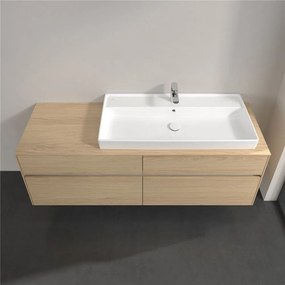 VILLEROY &amp; BOCH Collaro závesná skrinka pod umývadlo na dosku (umývadlo vpravo), 4 zásuvky, s LED osvetlením, 1600 x 500 x 548 mm, Nordic Oak, C030B0VJ