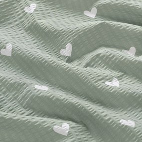 Goldea bavlnený krep - srdiečka na šalviovo zelenom 160 cm