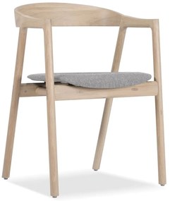 Jedálenská stolička z masívneho dubového dreva so sivým sedadlom Gazzda Muna