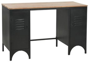 Stôl s dvoma podstavcami, masívne jedľové drevo a oceľ, 120x50x76 cm