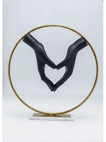 Elements Heart Hand dekorácia srdce čierna/zlatá 62cm