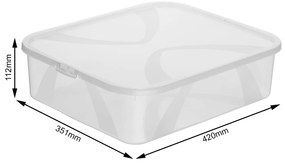Úložný box, transparentný box s vekom, Rotho LONA, 42x35x11 (12l)