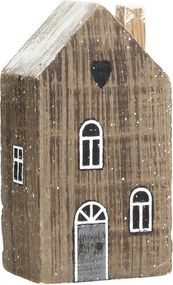 Dekorácia Snehový domček 12cm tmavohnedý