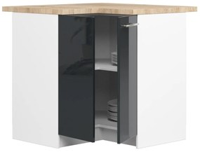 Kuchyňská rohová skříňka Olivie S 90 cm bílá/grafitový lesk/dub sonoma