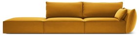 Zamatová pohovka v horčicovej farbe pravý roh 264 cm Vanda – Mazzini Sofas