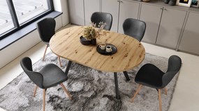 ALDO Dub Artisan/čierne nohy - OKRÚHLY LOFTOVÝ/INDUSTRIÁLNY ROZKLADACÍ STÔL DO OBÝVAČKY/JEDÁLNE