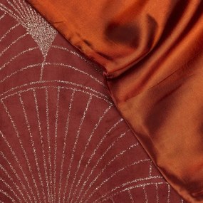 Zamatový stredový obrus s lesklou potlačou tehlovej farby