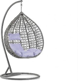 Sivé závesné kreslo KOKON so stojanom, svetlý vankúš