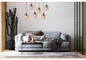 Závesné svietidlo Riffle Square, 6x medové sklenené tienidlo, b