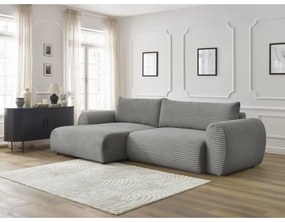 Tmavosivá menčestrová rozkladacia rohová pohovka (ľavý roh) Lucien – Bobochic Paris