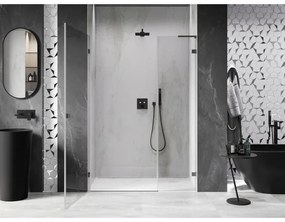 Mexen Lunar-B, L výklopné sprchové dvere ľavé 150 cm, 8mm číre sklo, brúsený grafit profil, 832SL-150-050-66-00-L