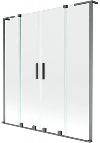 Mexen Velar L Duo, 2-krídlová posuvná vaňová zástena 150 x 150 cm, 8mm číre sklo, brúsený grafit, 896-150-003-02-66