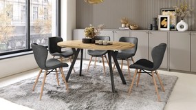 ALDO 100 Dub Artisan/čierne nohy - OKRÚHLY LOFTOVÝ/INDUSTRIÁLNY ROZKLADACÍ STÔL DO OBÝVAČKY/JEDÁLNE