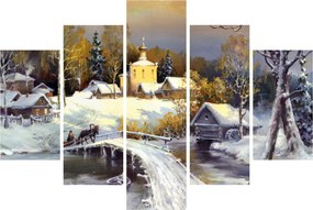 Obraz - Zimné mestečko (150x105 cm)