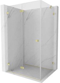 Mexen Lunar-F, 1-krídlový sprchový kút so skladacími dverami, ľavý, 95 x 80 cm, 8mm číre sklo, zlatý matný profil, 836-095-080-55-00-L