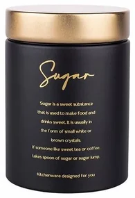 Altom Plechová dóza s vekom Sugar, čierna,