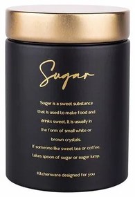 Altom Plechová dóza s vekom Sugar, čierna,