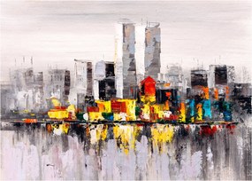 Sklenený obraz - Maľba veľkomesta (70x50 cm)
