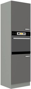 Potravinová kuchynská skrinka na rúru Gonir 60 DP-210 2F (korpus: sivá + front: lesk sivý). Vlastná spoľahlivá doprava až k Vám domov. 1134468