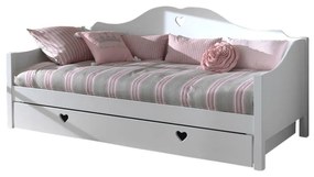 Biela detská posteľ z borovicového dreva s výsuvným lôžkom s úložným priestorom 90x200 cm AMORI – Vipack