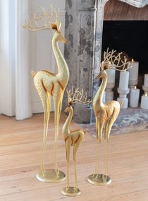 Zlatá kovová dekorácia jeleň Deer - 19*13*71 cm
