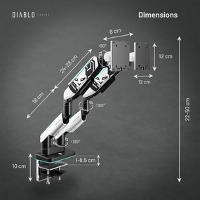 Dvojité rameno na monitory 35 palcov, bielo-čierne X-Arm Dual RGB
