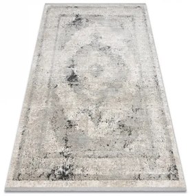 Moderný koberec TULS štrukturálny, strapce 51321 Vintage, vzor rámu, ružica béžový / sivá Veľkosť: 80x150 cm