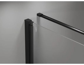 Mexen Mist-B, 1-krídlový výklopný sprchový kút, pravý, 80 x 80 cm, číre sklo-čierna mriežka, 8A2T-080-080-70-77-P