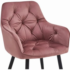 Set dvoch jedálenských stoličiek JORK zamatové, ružové (čierne nohy) 2 ks