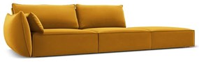 Zamatová pohovka v horčicovej farbe ľavý roh 264 cm Vanda – Mazzini Sofas